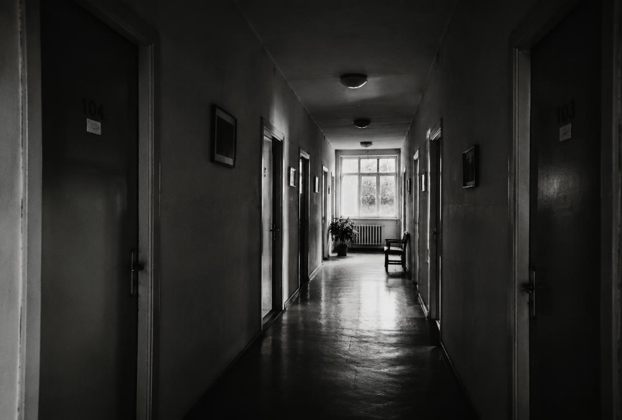 A quiet hostel corridor